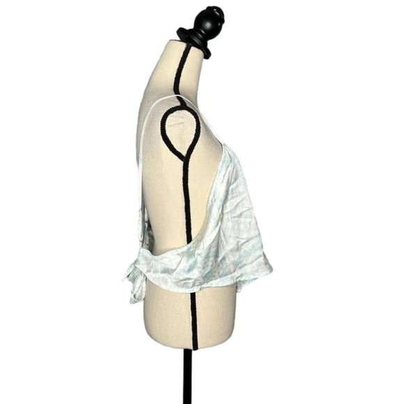 BP White Light Blue Printed Tie Back Scarf Crop Top Women's Plus Size 1X - Picture 2 of 8